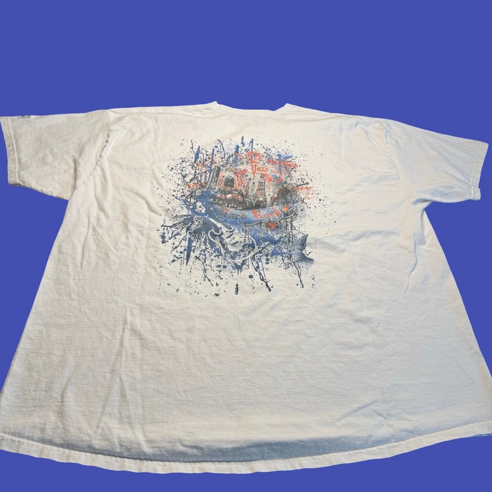Hard Rock Cafe New York T Shirt 2XL White Guitar Skyline Graphic 2 Sided Vintage